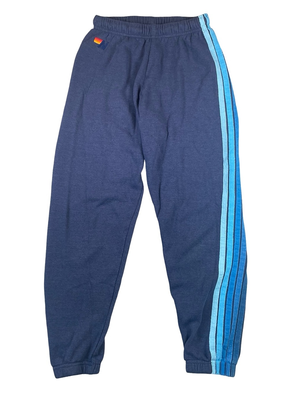 AVIATOR NATION Sweatpants Womens XS 5 Stripe Jogger Fleece Elastic Waist Blue